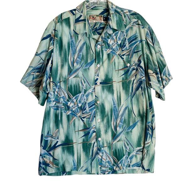 Vintage Tori Richard Hawaiian Shirt Men’s M Green Tropical Short Sleeve Aloha - Picture 1 of 7